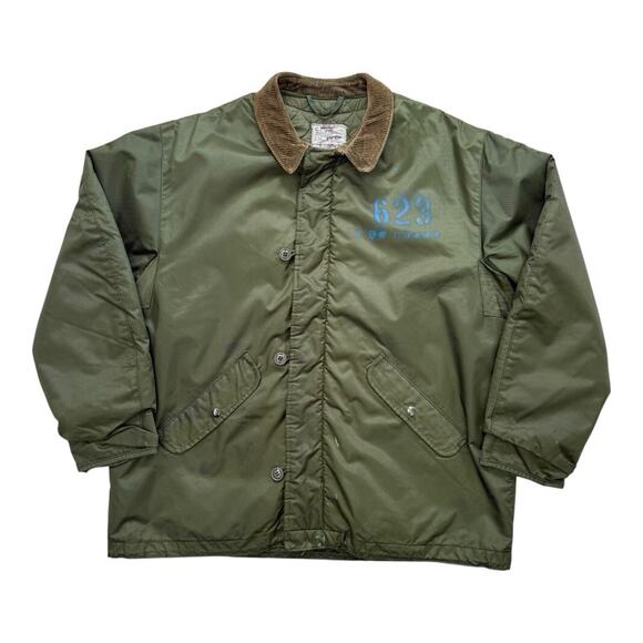 Vintage 80’s USN Stenciled Extreme Cold Weather Impermeable Deck Jacket Men’s XL - Picture 1 of 8